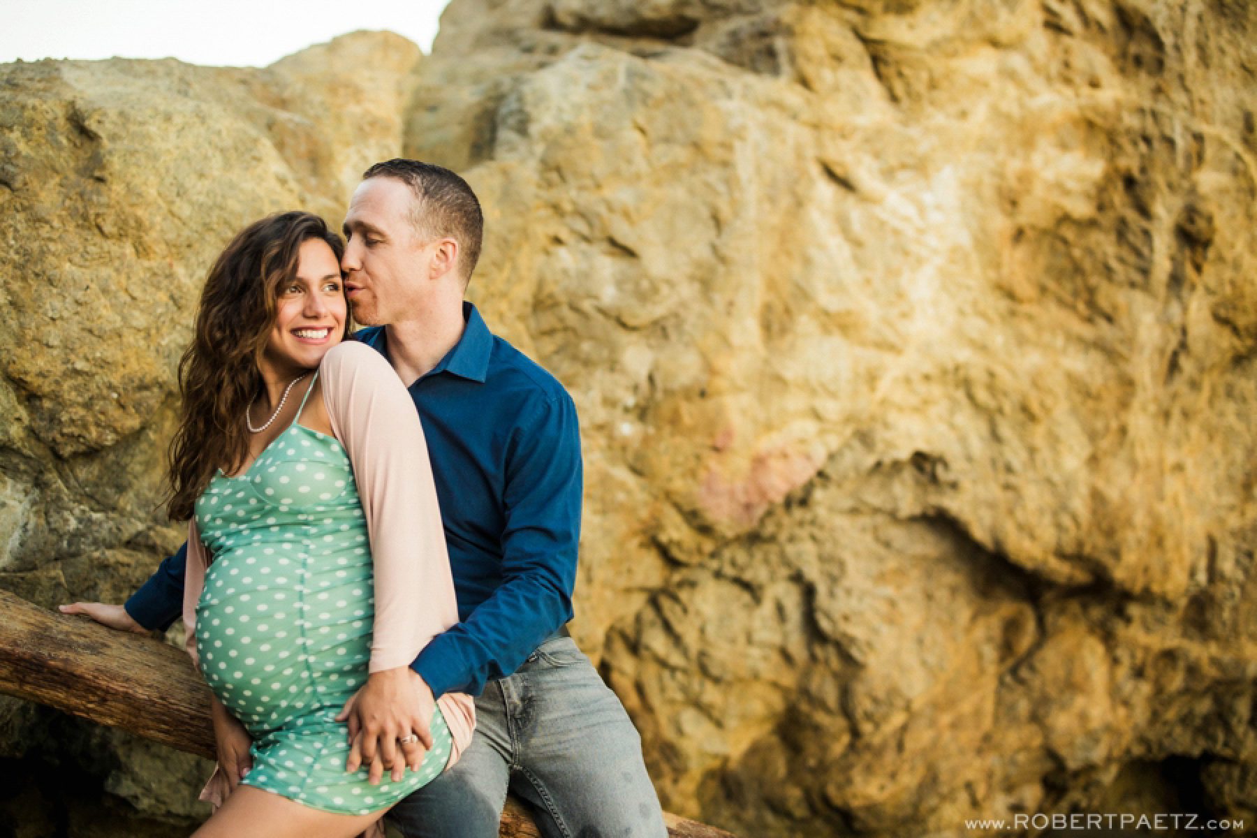 A Malibu California maternity photography session near El Matador state beach, photographed by the west coast destination wedding photographer, Robert Paetz. 
