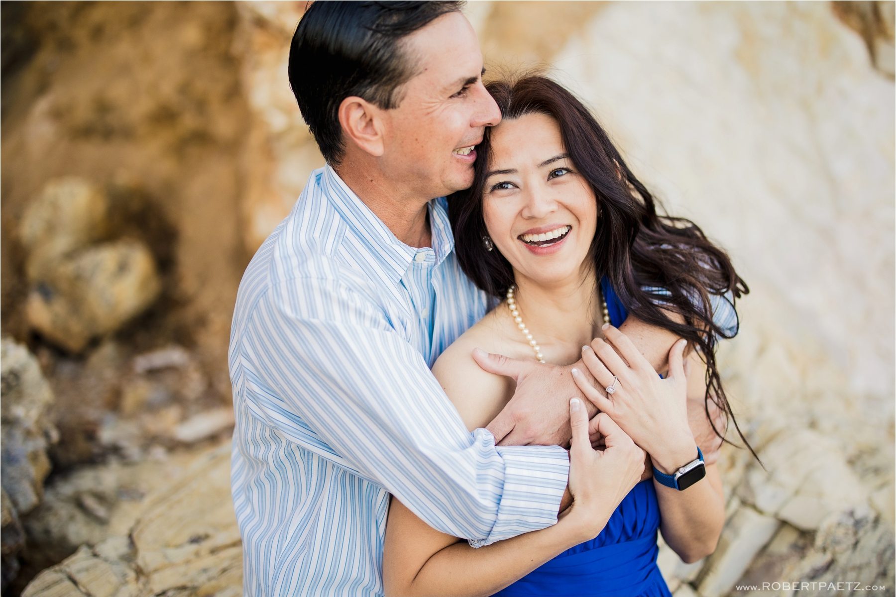 An Engagement photography session at Crystal Cove State Park in Newport Beach, California photographed by the destination wedding photographer, Robert Paetz, who is based in Los Angeles. 
