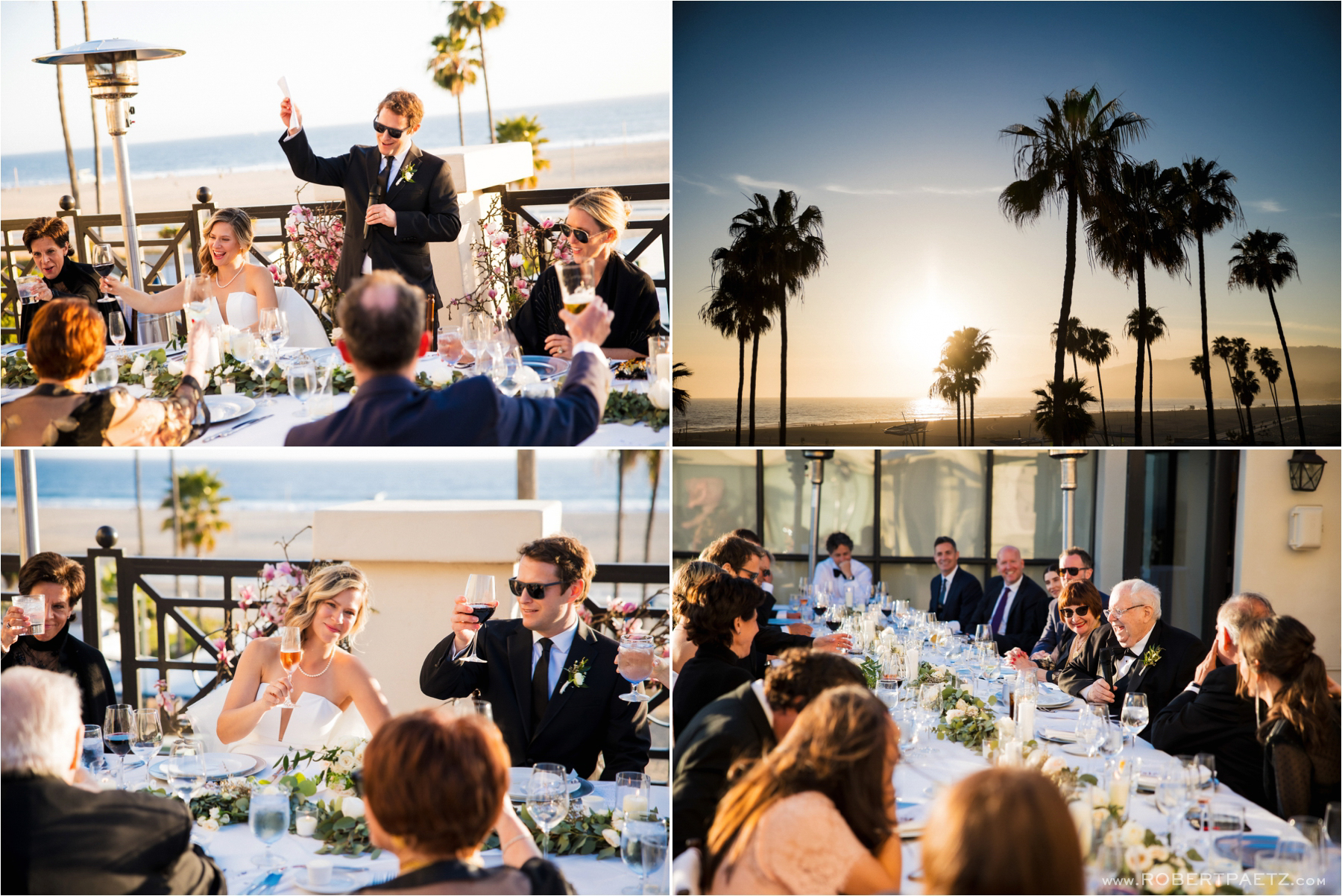 A beach front wedding at the Jonathan Club in Santa Monica, California. 